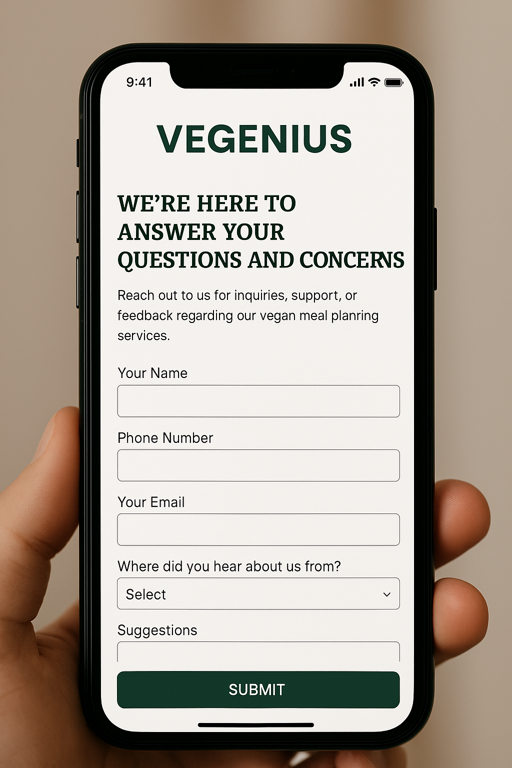 vegenius mobile app